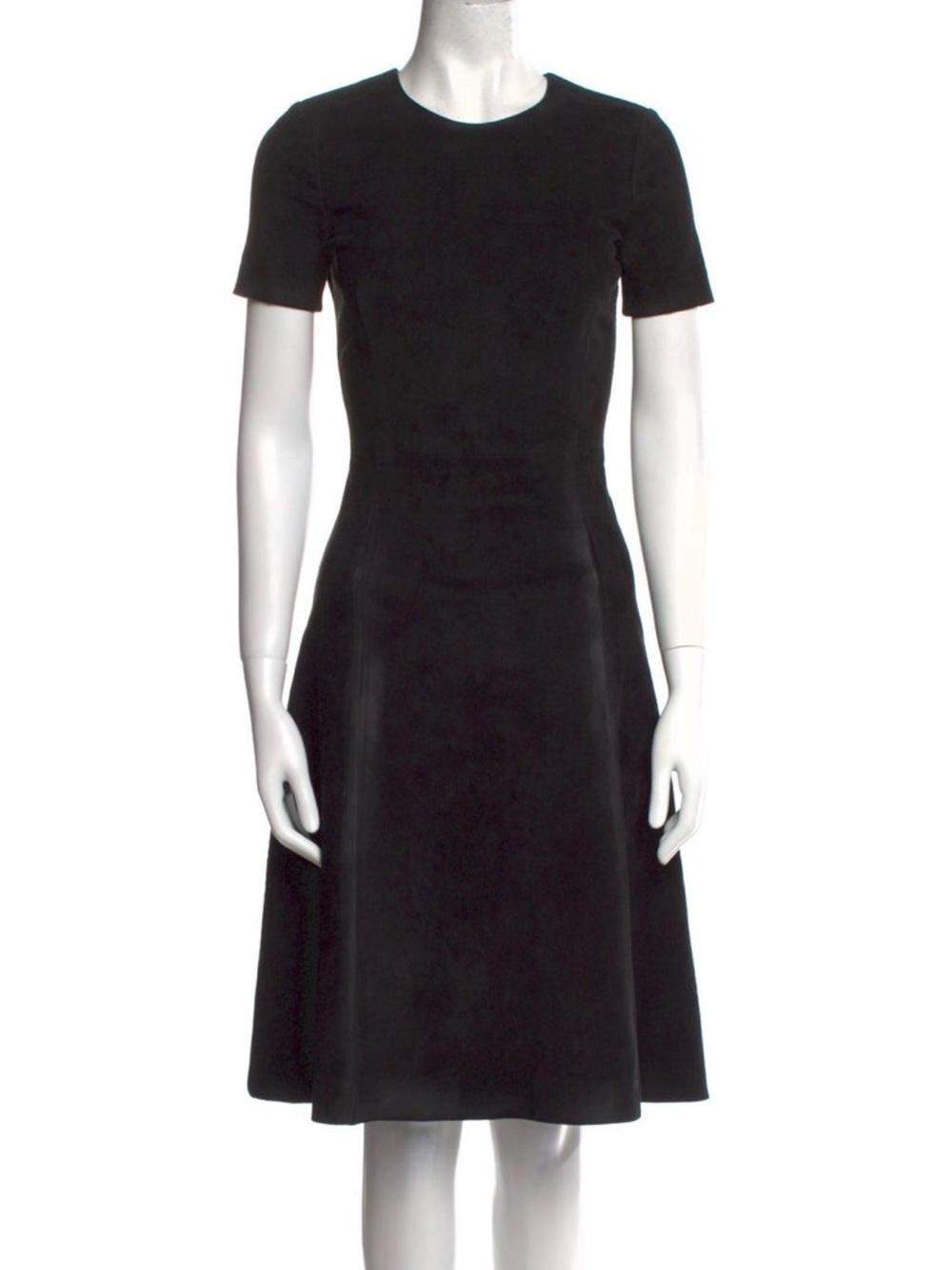 Prada Milano black lamb skin suede  distressed leather  A-Line Dress IT 38